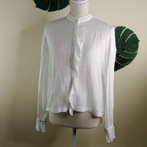 🌿FRNCH🌿 button down ruffle long sleeve shirt